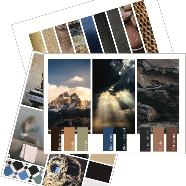 moodboard et planche couleur pour décoration intérieure